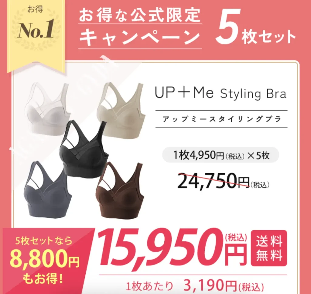 アップミースタイリングブラ5枚セット