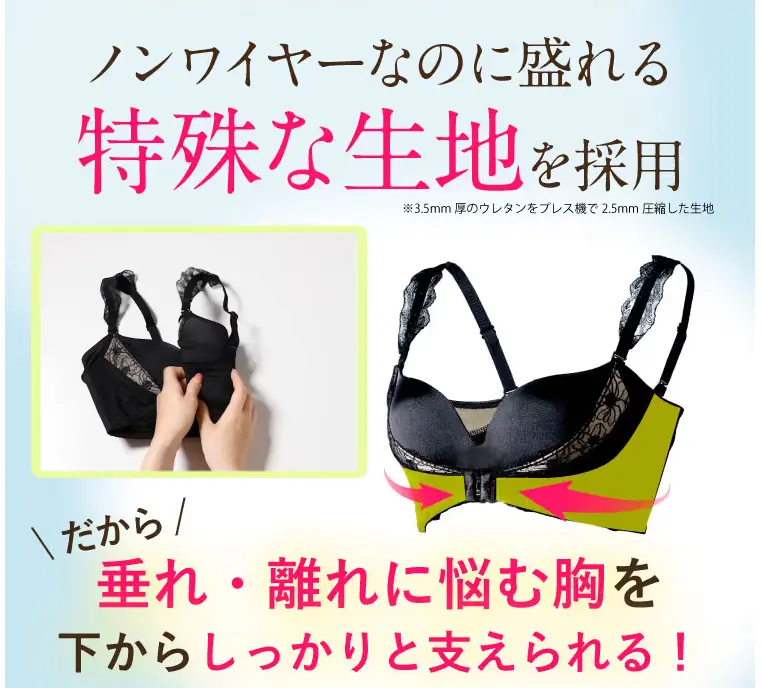 ロザブルー　ノンワイヤーなのに盛れる特殊な生地を採用