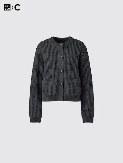 ワッフルニットクルーネックカーディガン
