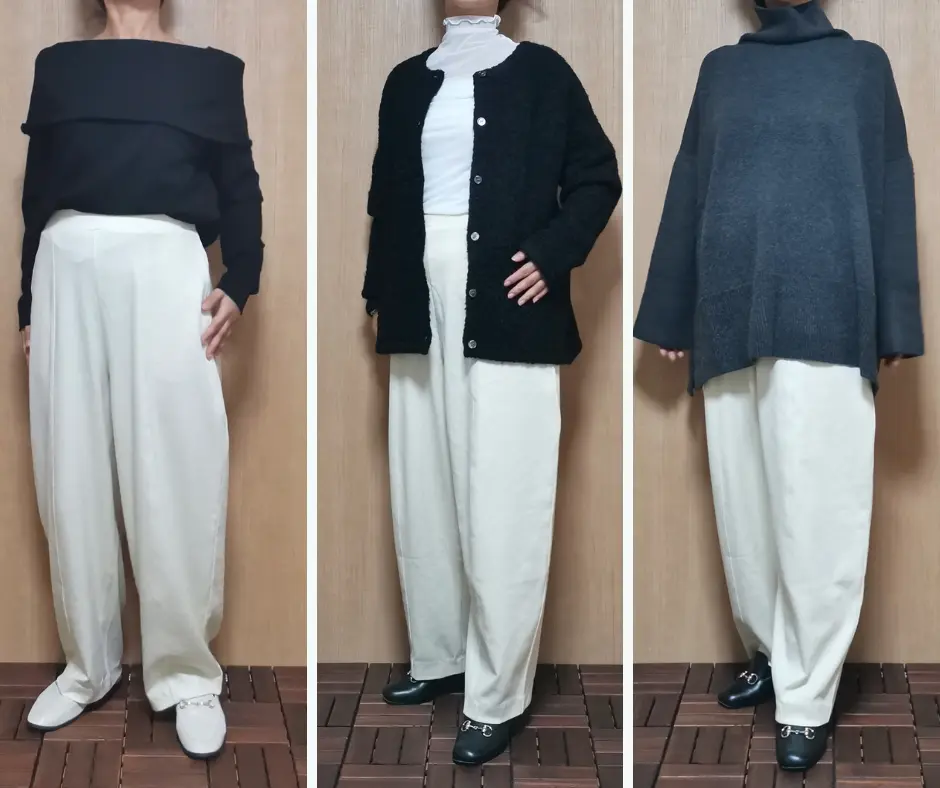 フォーシー　カーブパンツ　50代の着用画像