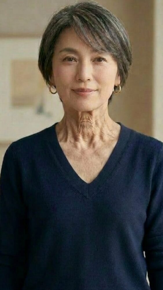 首にシワがある女性