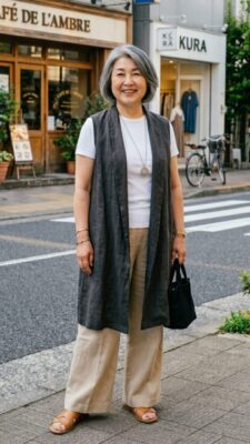 60代の－5kg見え！夏コーデ「Iラインの法則」