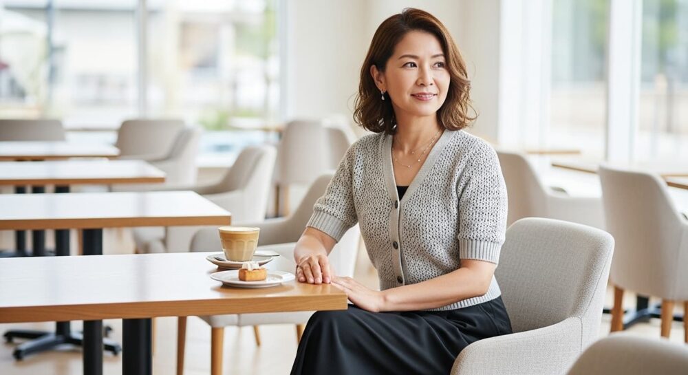 黒ワイドパンツに似合うトップスは短丈カーデ