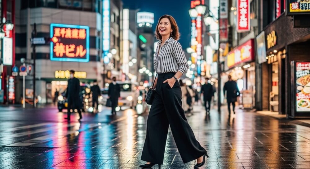 50代黒ワイドパンツコーデを格上げする実践テク
