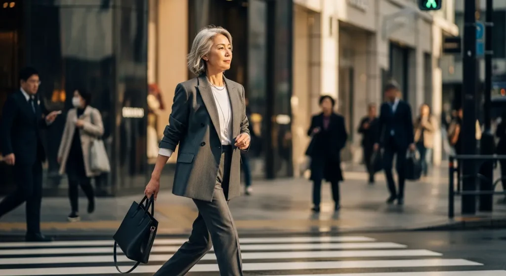 60代女性のパンツスーツ・セットアップ　60代のパンツスーツの着こなし