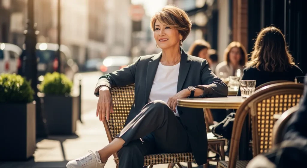 60代女性のパンツスーツ・セットアップ　パンツスーツをカジュアルダウンするには？