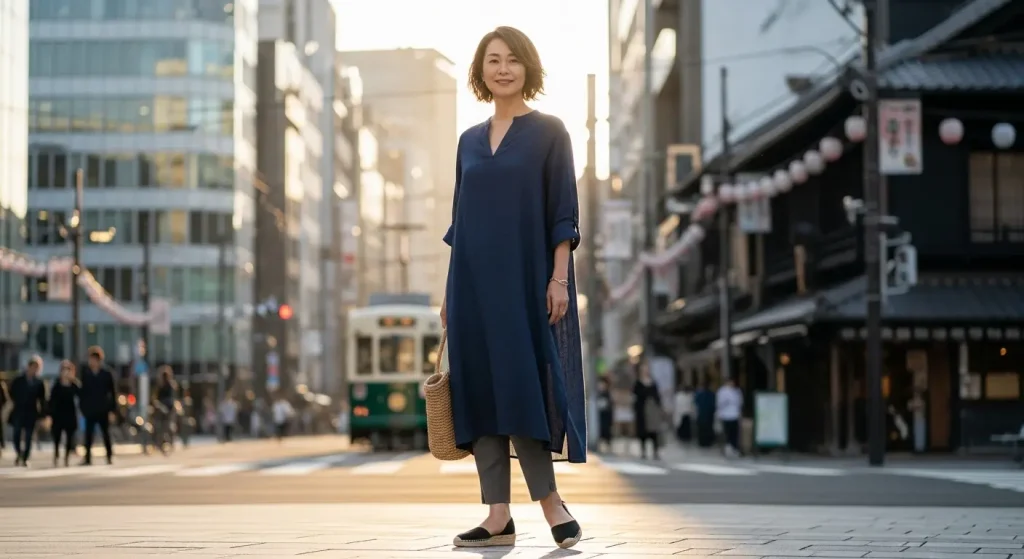 60代のチュニックコーデ　チュニックワンピース選びのコツ