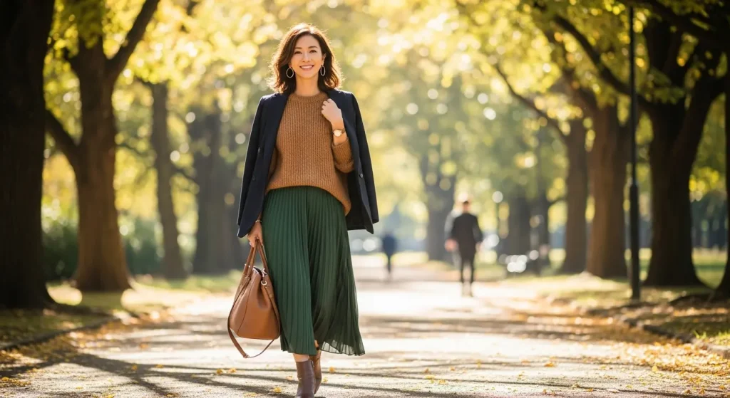 40代・50代秋のコート・羽織りおすすめコーデ　秋ファッション「高見え」色と素材