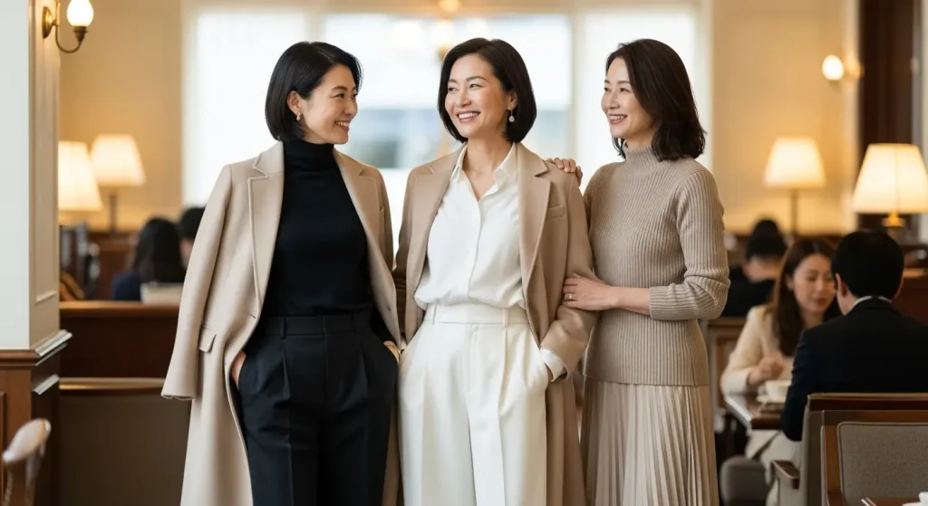 ベージュコートコーデ|40代・50代女性に似合うきれいめコーデ 基本の3つのカラーパレット