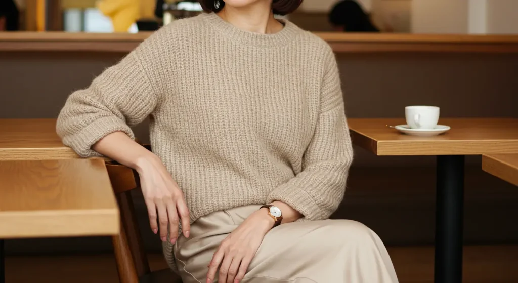 40代・50代のベージュコーデ|素材感で差がつく!のっぺり見え回避術