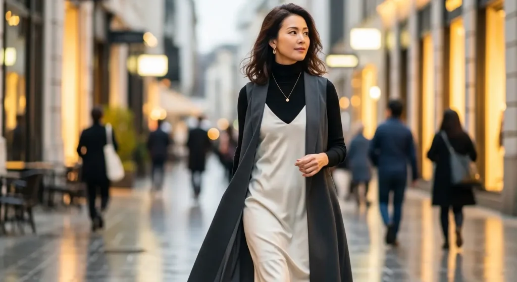 テスト 40代・50代のキャミワンピは痛い?おばさん見え回避術 アウターで体型カバー