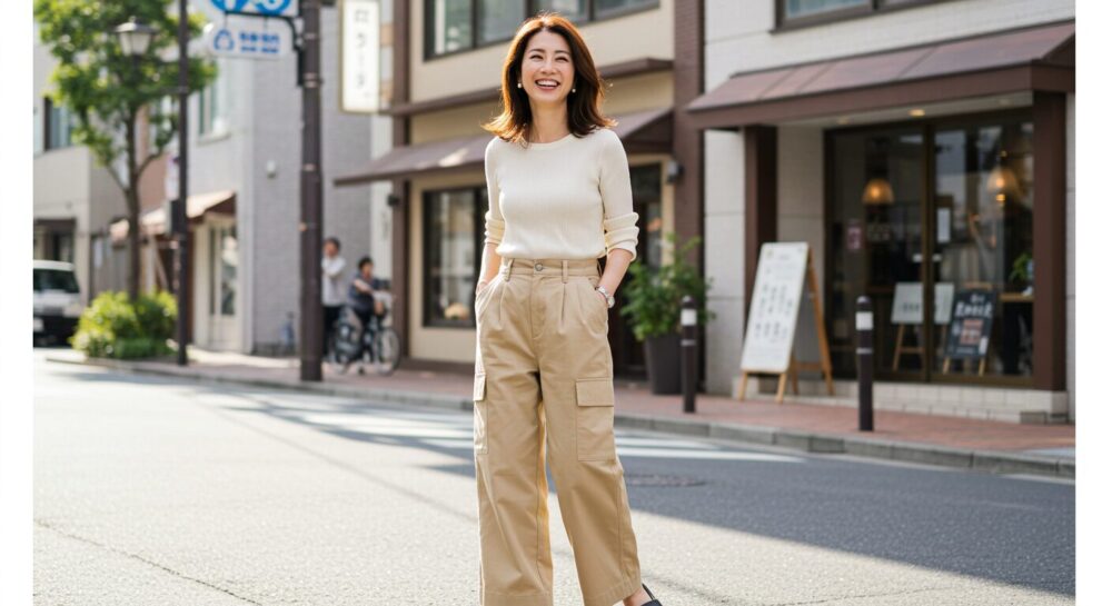40代・50代レディースカーゴパンツ!大人の選び方ときれいめコーデ