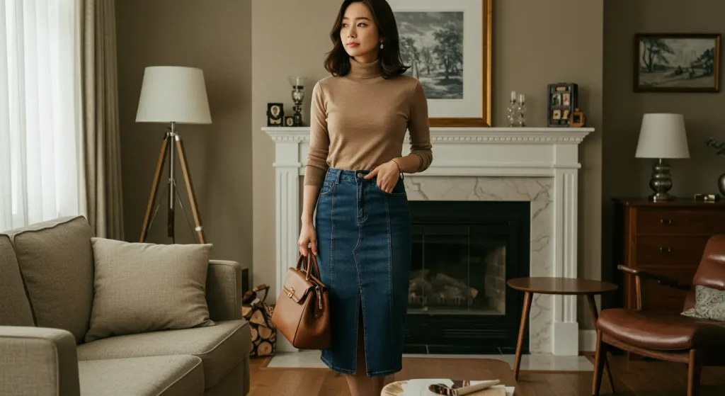 40代50代向けデニムスカートコーデの基本