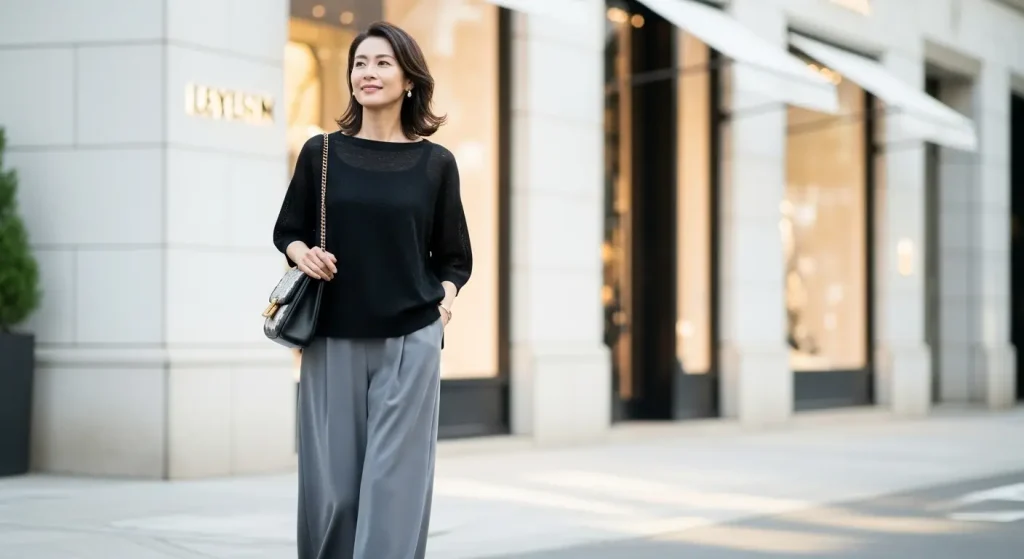 40代・50代女性のグレーパンツコーデ|グレーパンツは「無難」から「洗練」へ