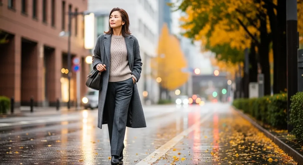 40代・50代女性のグレーパンツコーデ|秋冬シーズンの上質な重ね着