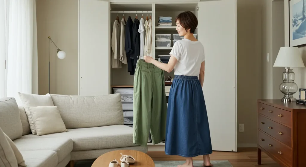 手持ち服と合うグリーンの配色テクニック
