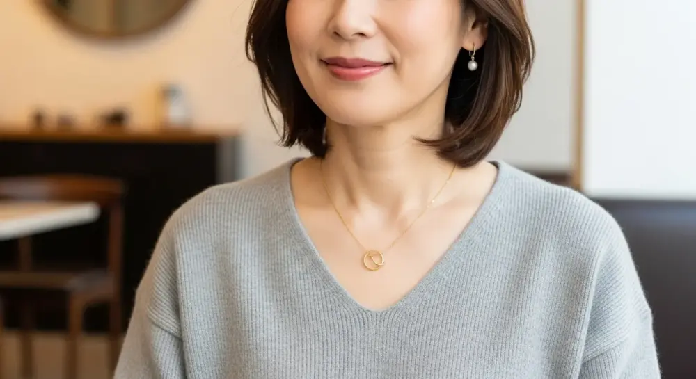 40代・50代のグレーニット・ベストコーデ|アクセサリーで脱地味見えを狙うコツ