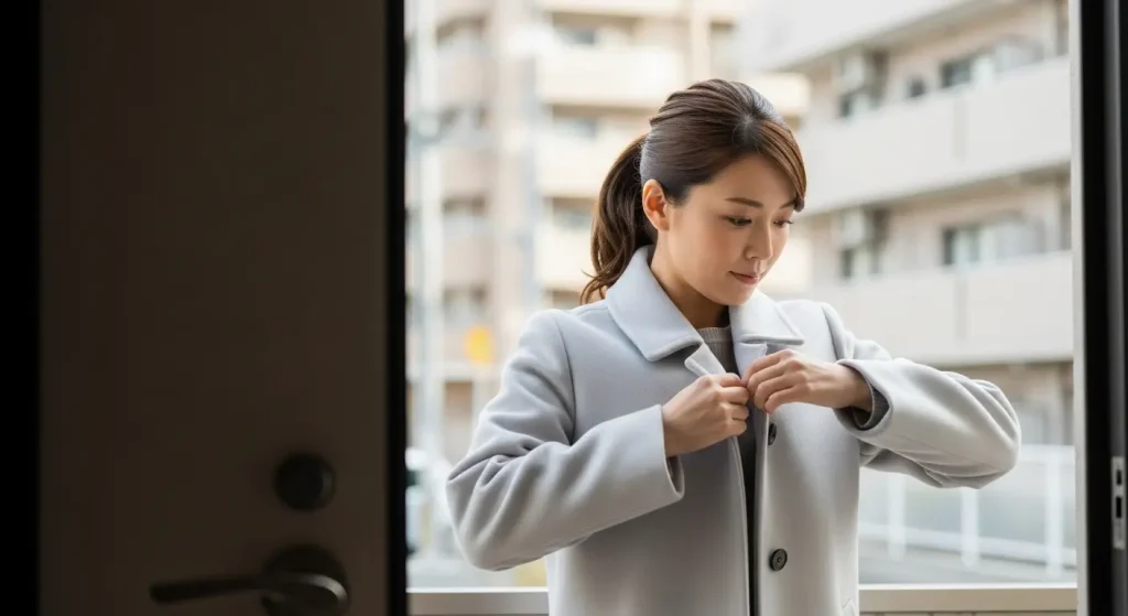 花粉対策の服でもおしゃれに！レディースコーディネート　ツルツル素材が花粉対策に有効