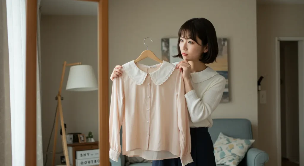 骨格ストレートと丸襟ブラウスの相性