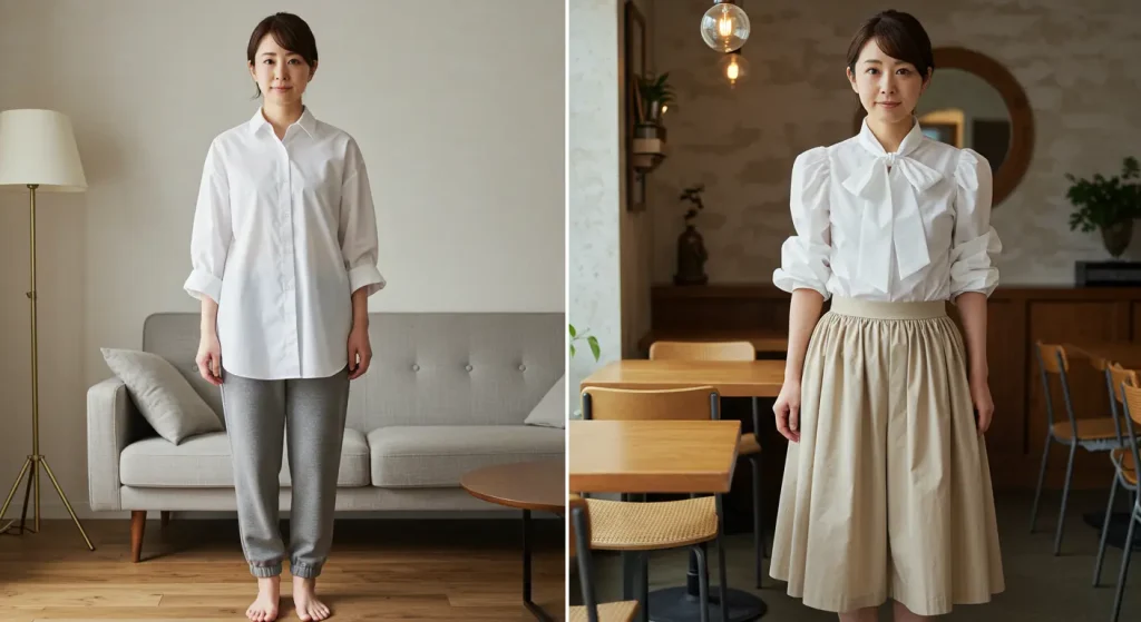 骨格ストレートのブラウス・シャツ|なぜか着太りするシャツの共通点