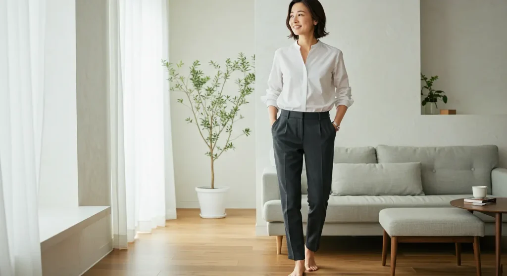 骨格ストレートのブラウス・シャツ|パンツと合わせたおすすめコーデ