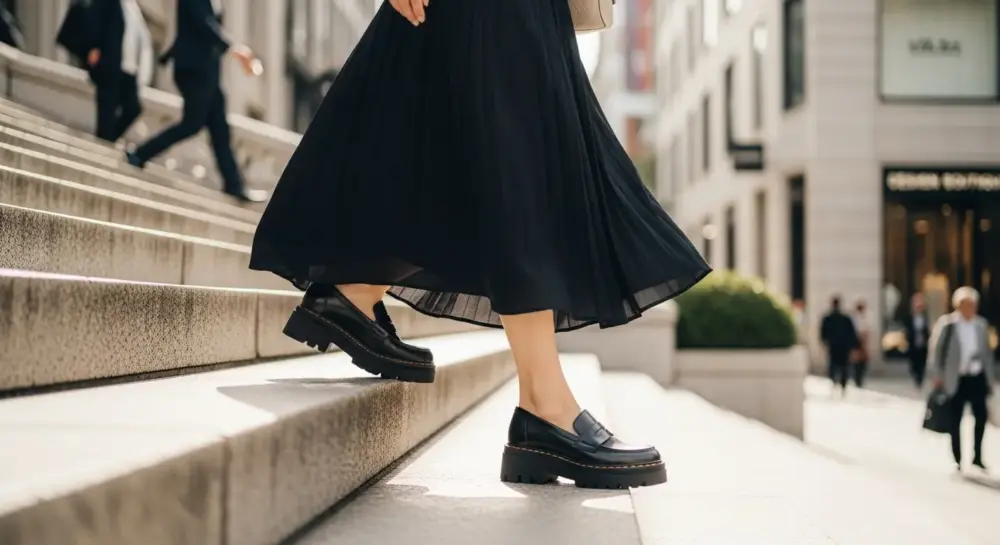 50代・40代のローファー選び。脚長効果と歩きやすさを両立する厚底ソールのメリット