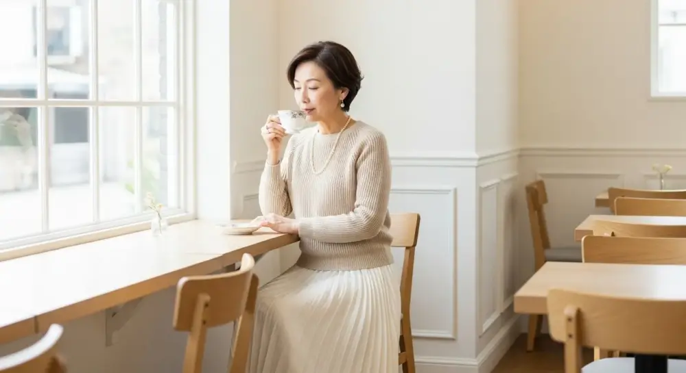 40代・50代のプリーツスカートは痛い?清潔感と洗練を両立する白のワントーンコーデ