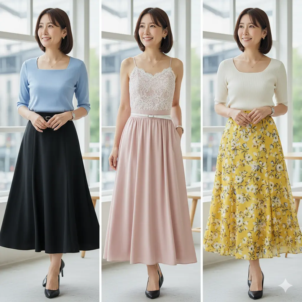 肩幅が広い女性：骨格ウェーブさんの着こなし