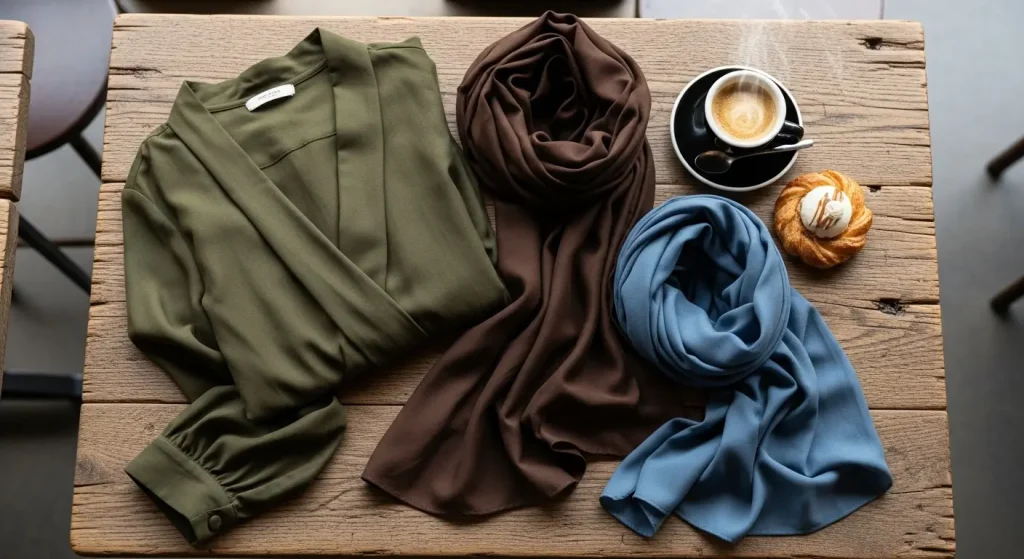 40代・50代のとろみ素材コーデ。ブラウスとパンツで上品に