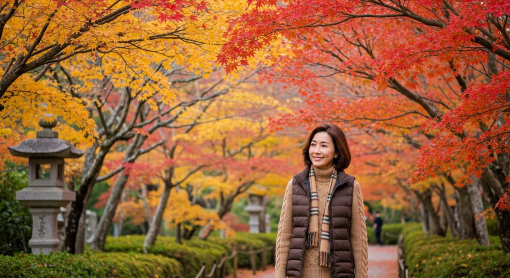 40代・５０代女性が秋の紅葉狩りで輝く服装
