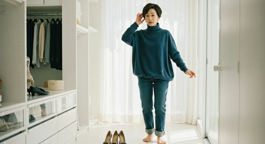 40代・50代の悩み解決！似合わないタートルネック克服コーデ フィット感が合っていない