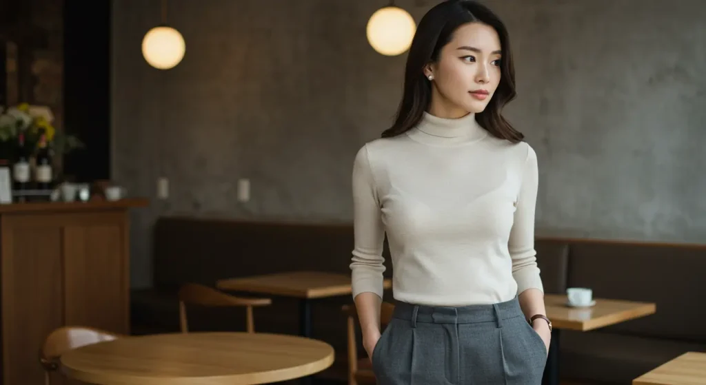 タートルネックが似合わない？骨格ストレートさんが選ぶべきネック