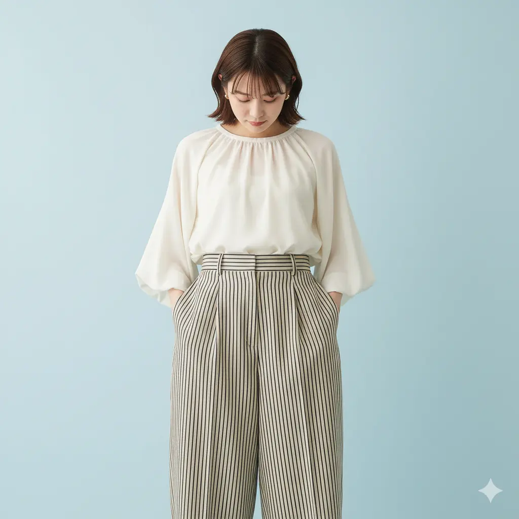 骨格ストレートはワイドパンツが着太りして見える？