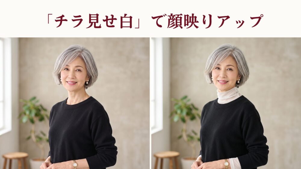 「チラ見せ白」で顔映りアップ